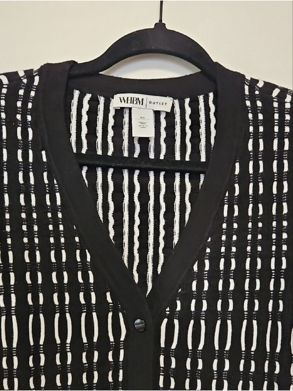 WHBM Black and White Striped Knit Cardigan XS - Picture 6 of 8